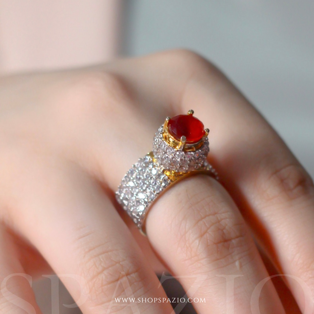 Ruby Halo Ring- Adjustable
