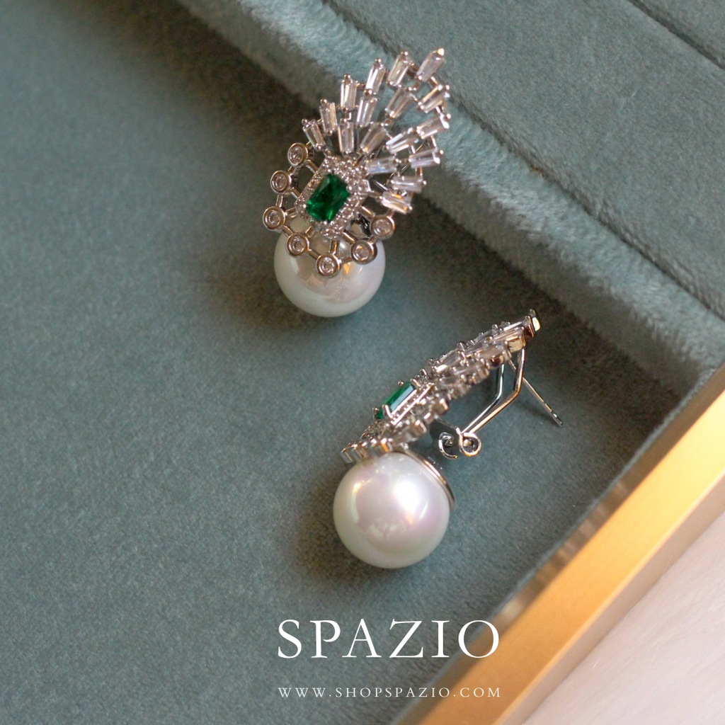 Regal Grace CZ Pearl Studs