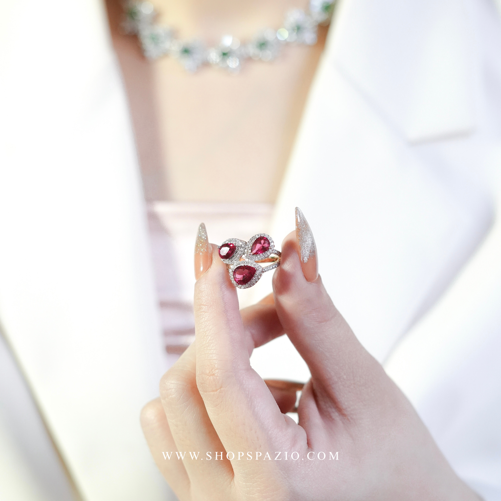 Crimson Trio CZ Ring