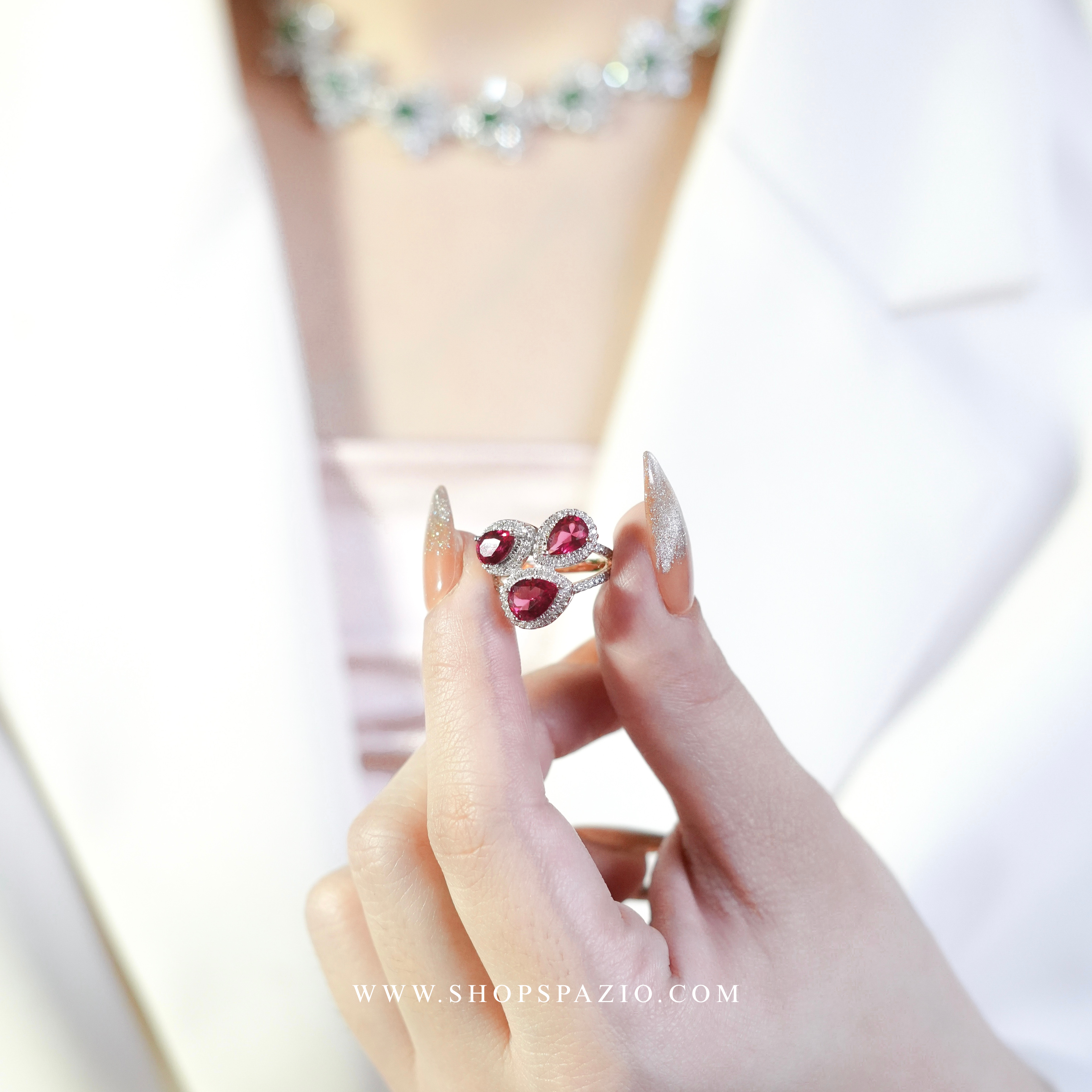 Crimson Trio CZ Ring