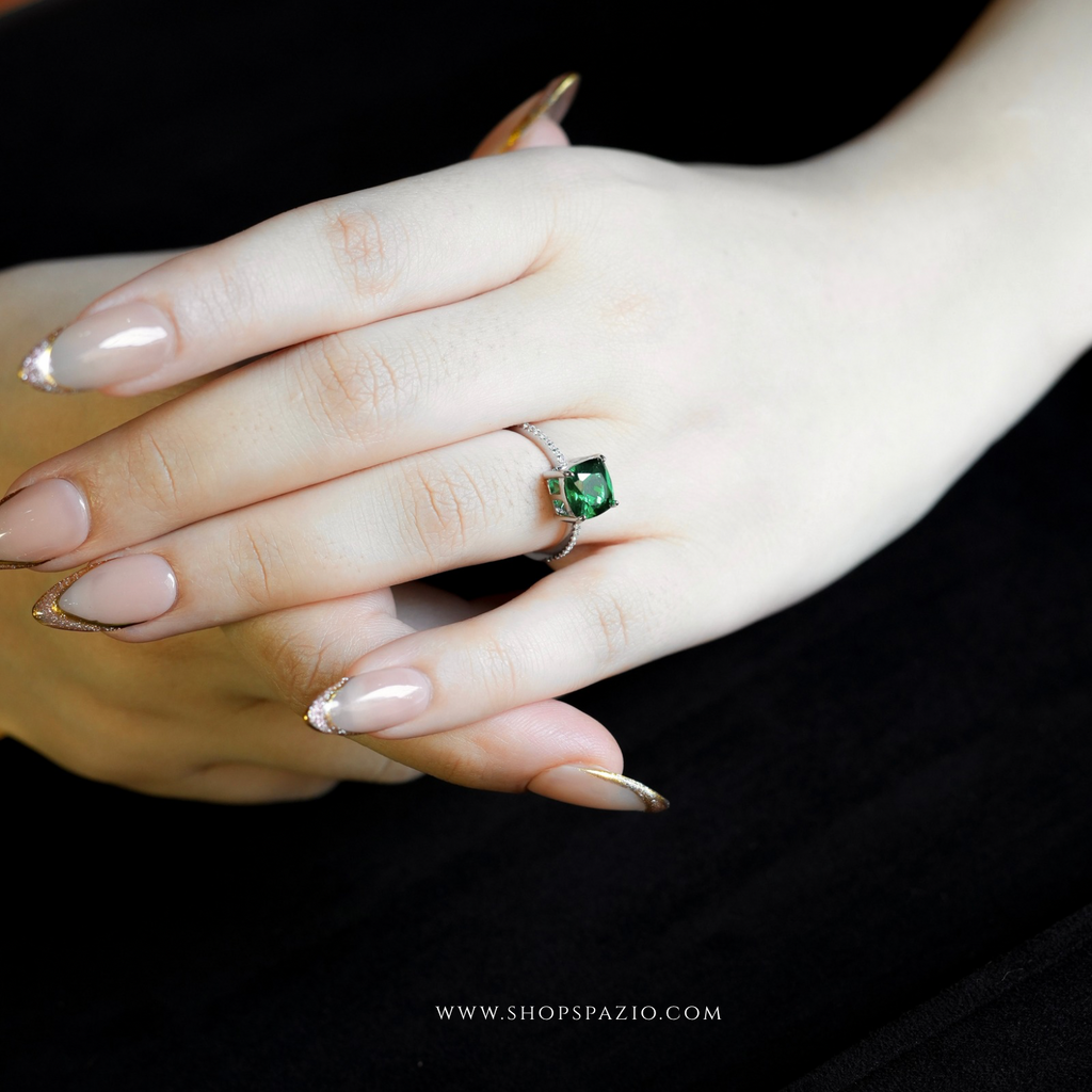 CZ Emerald Gleam Ring - Adjustable
