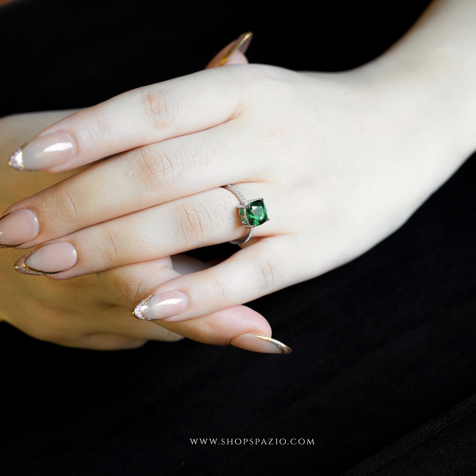 CZ Emerald Gleam Ring - Adjustable