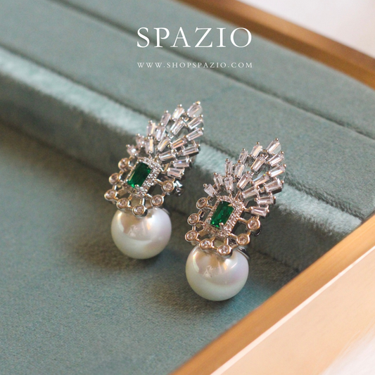 Regal Grace CZ Pearl Studs