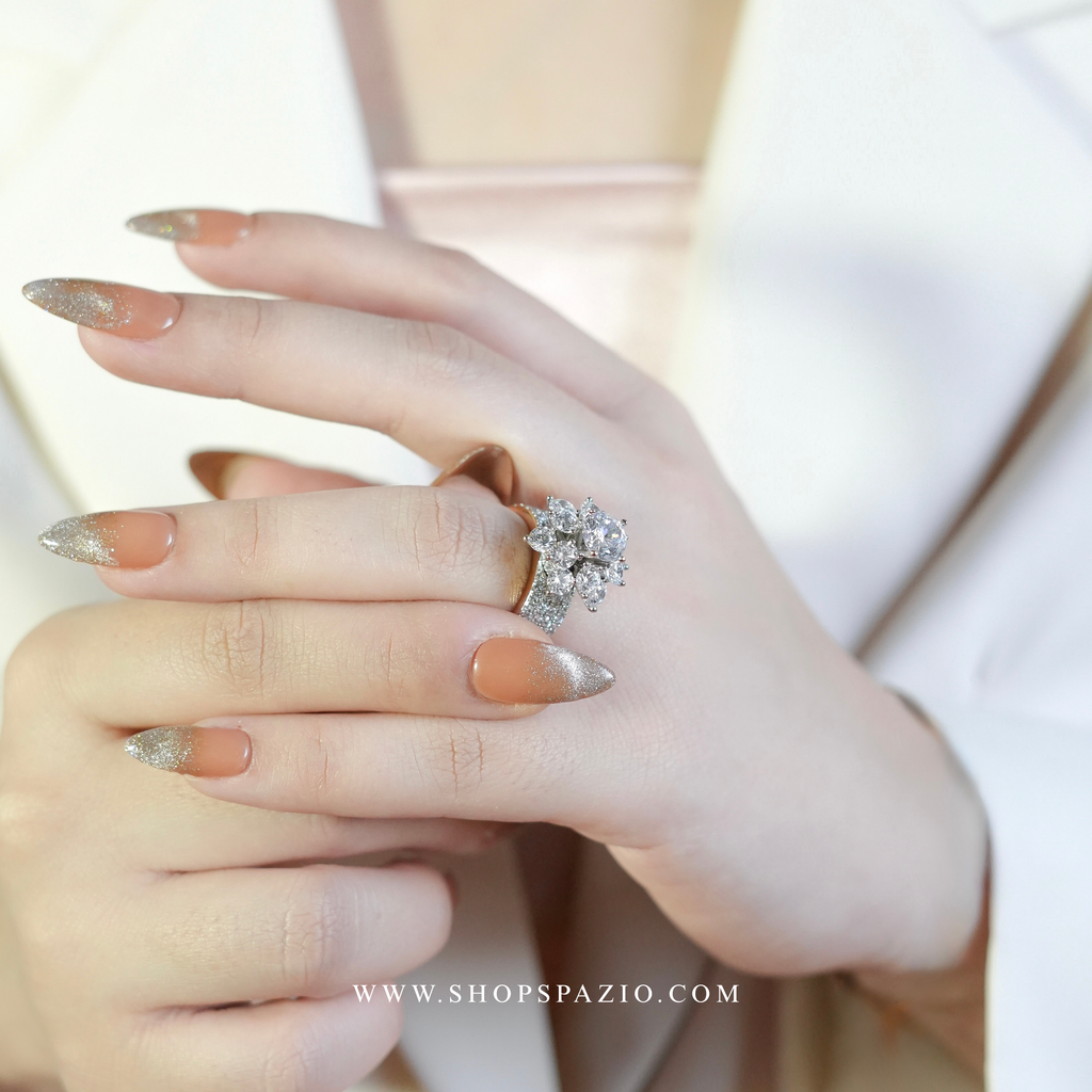 CZ Floral Crown Ring