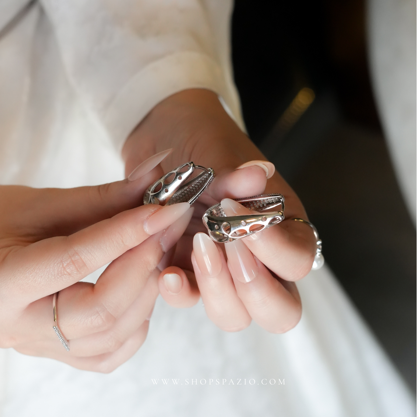 Silver Droplet Hoops