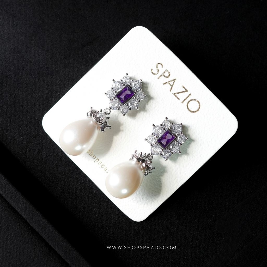 Luxe Purple Pearl Earrings