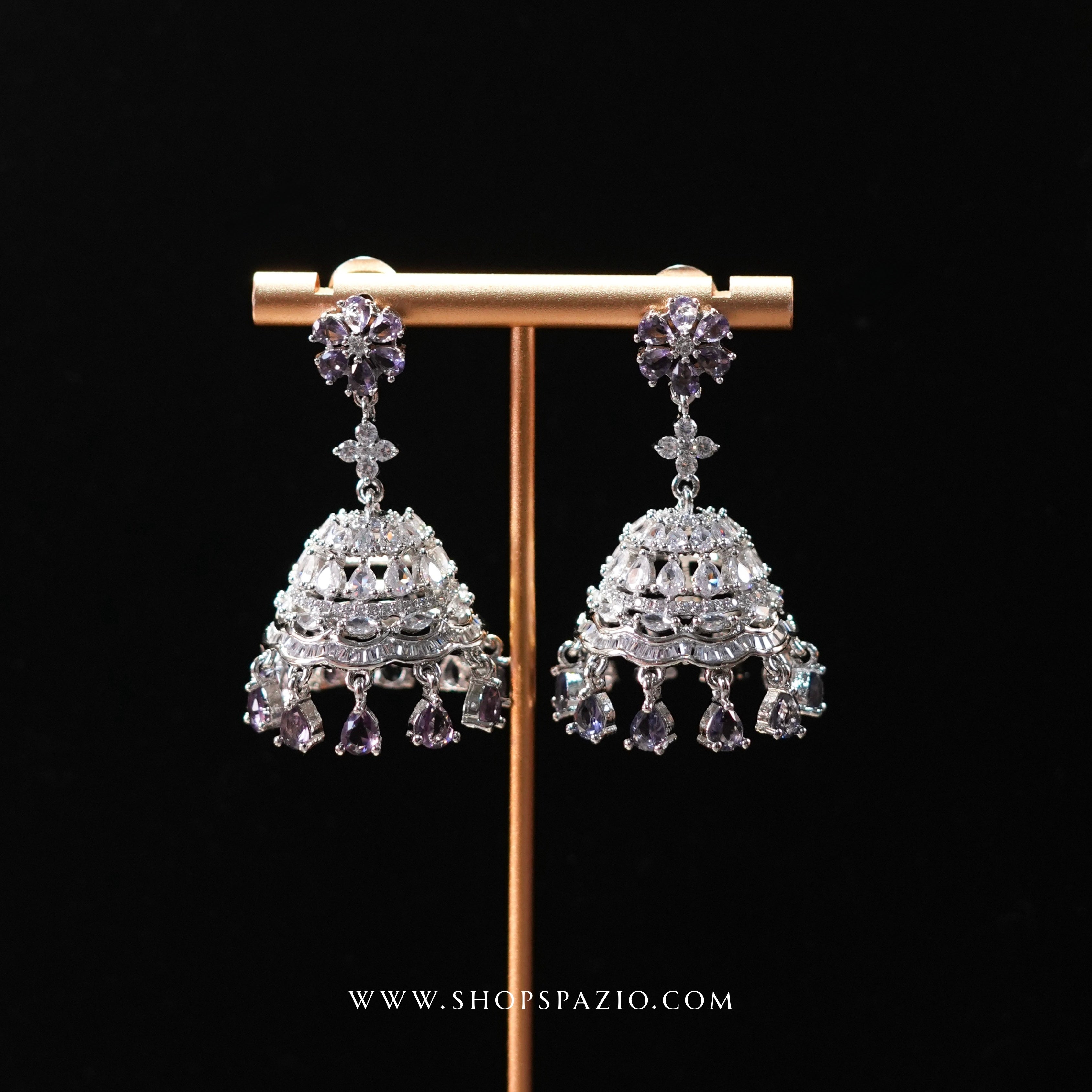 Noor Jhumki Earrings - Purple