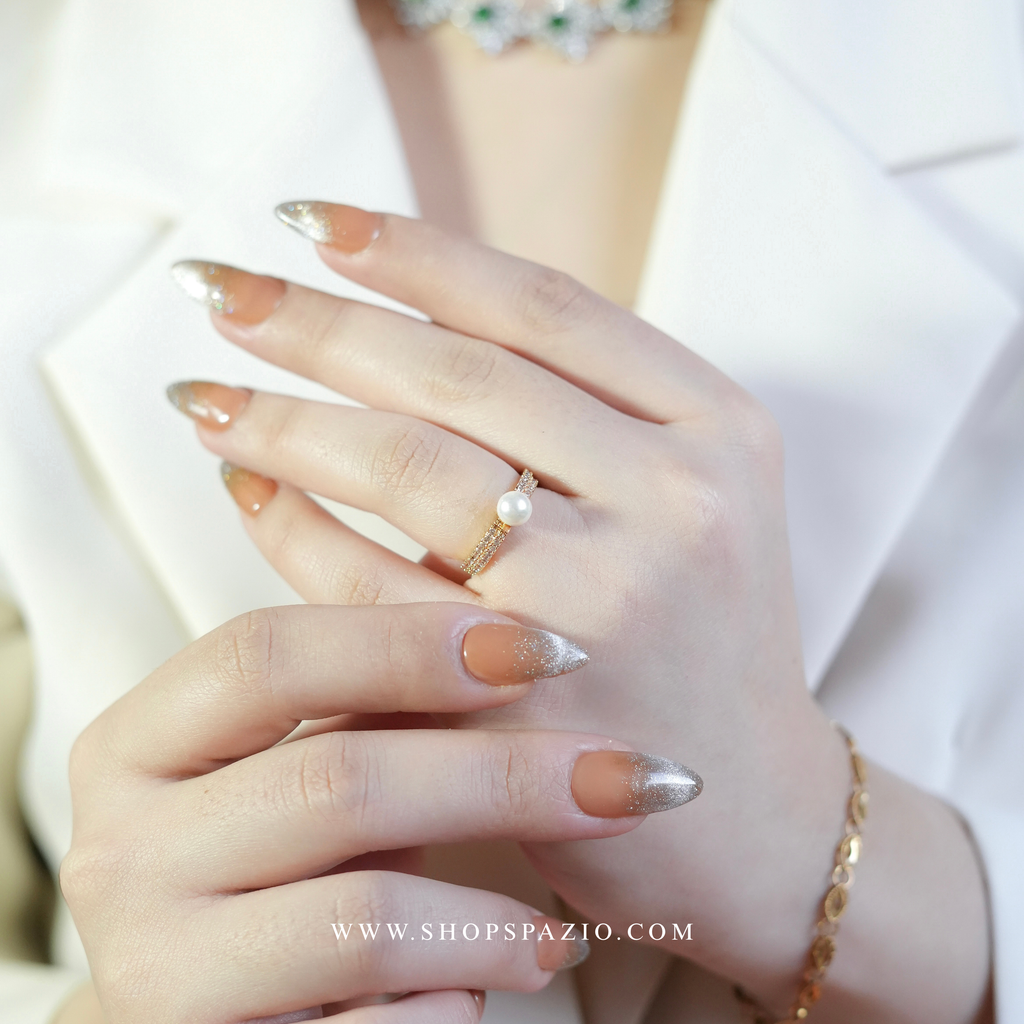 Minimal CZ Pearl Ring