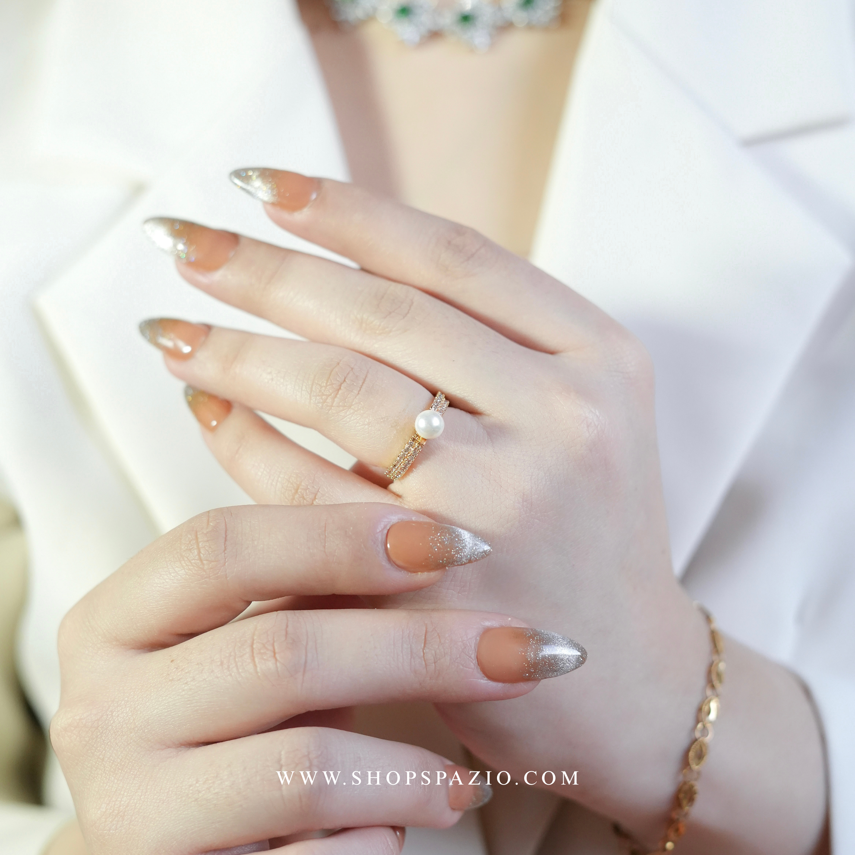 Minimal CZ Pearl Ring