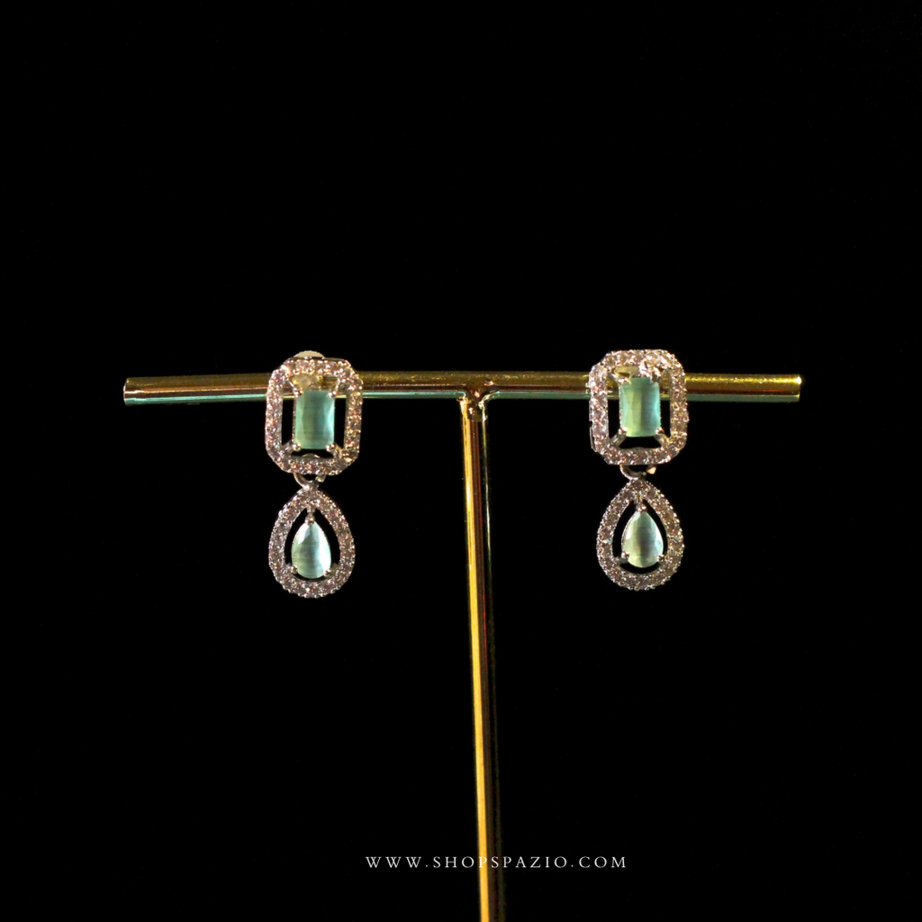 CZ Glow Necklace Set-Mint Green