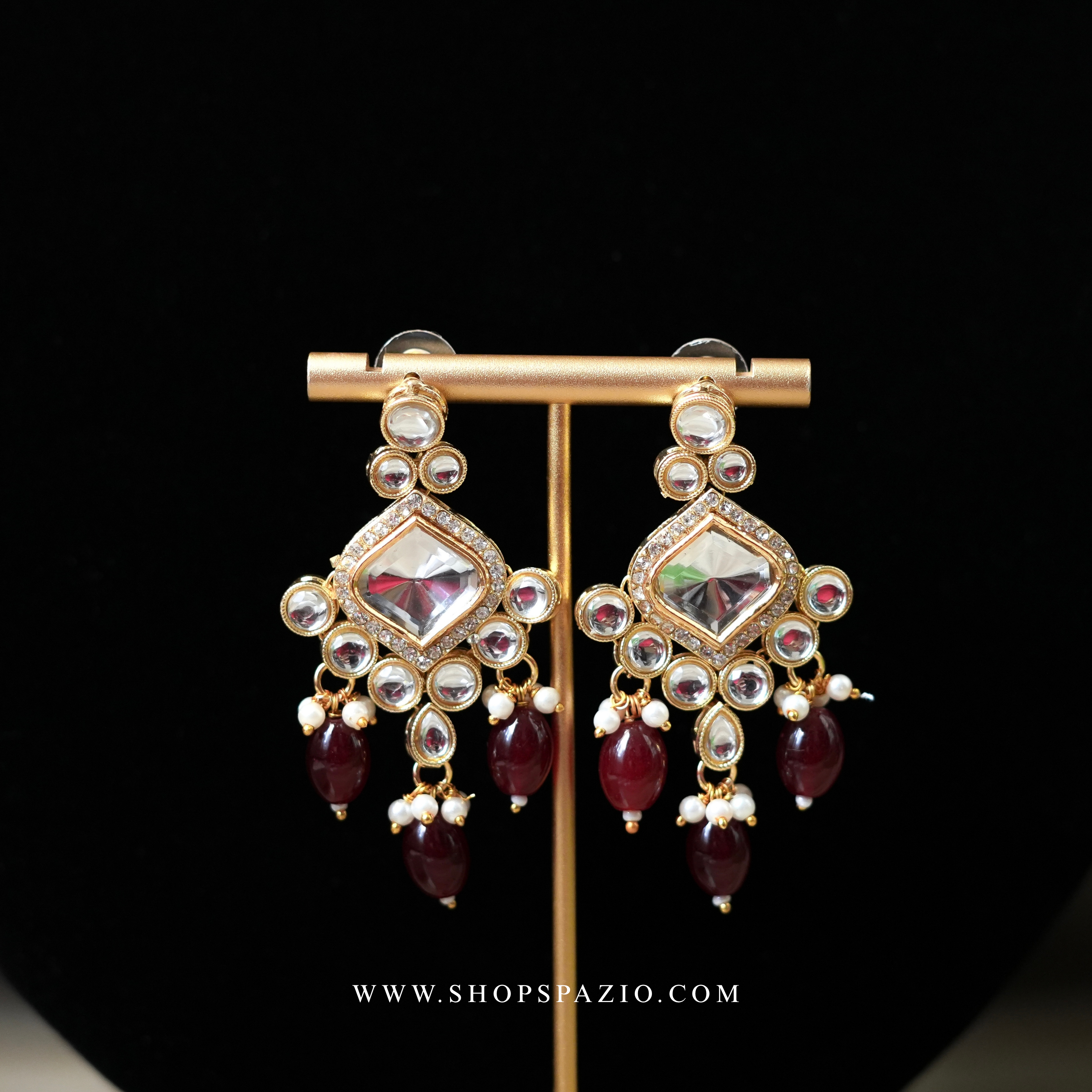 Meher Kundan Set - Maroon