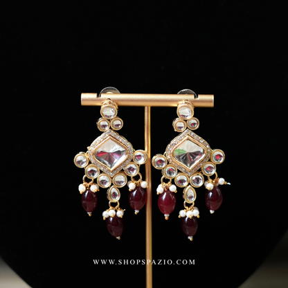 Meher Kundan Set - Maroon