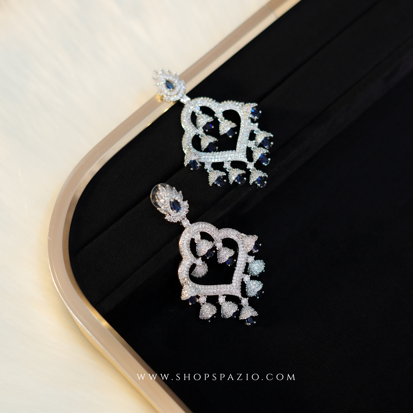 Zariya Chandbali Earrings - Blue