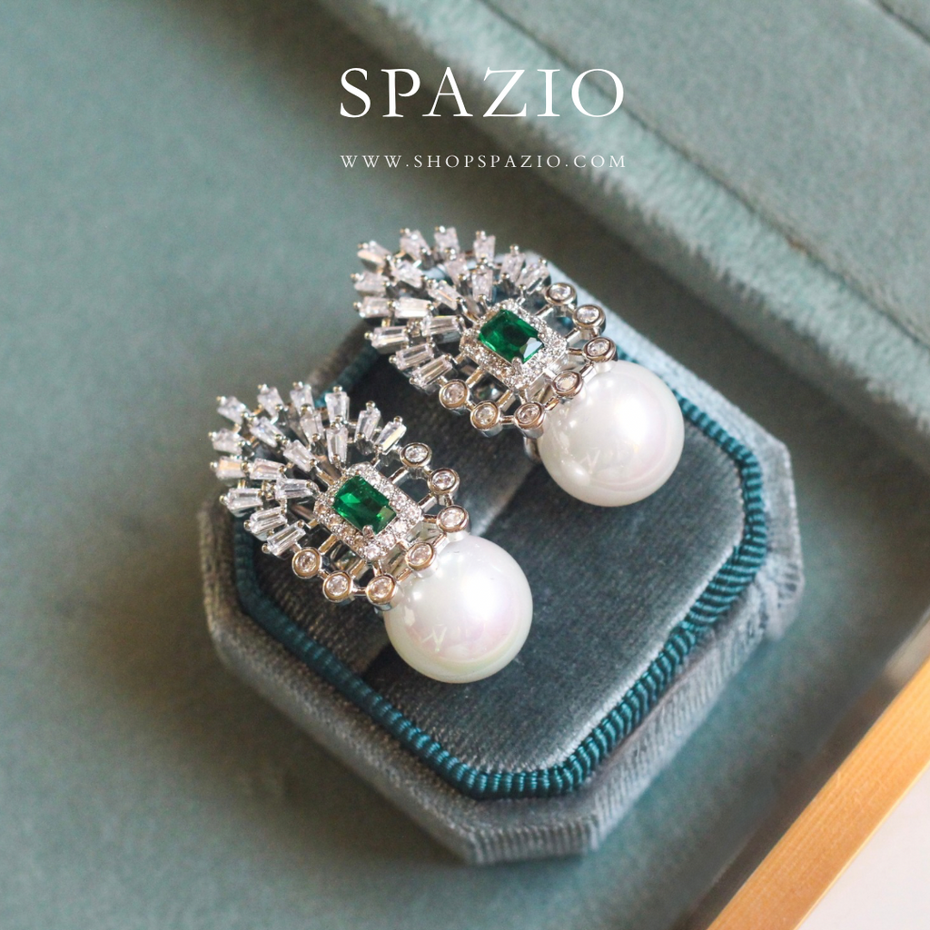 Regal Grace CZ Pearl Studs