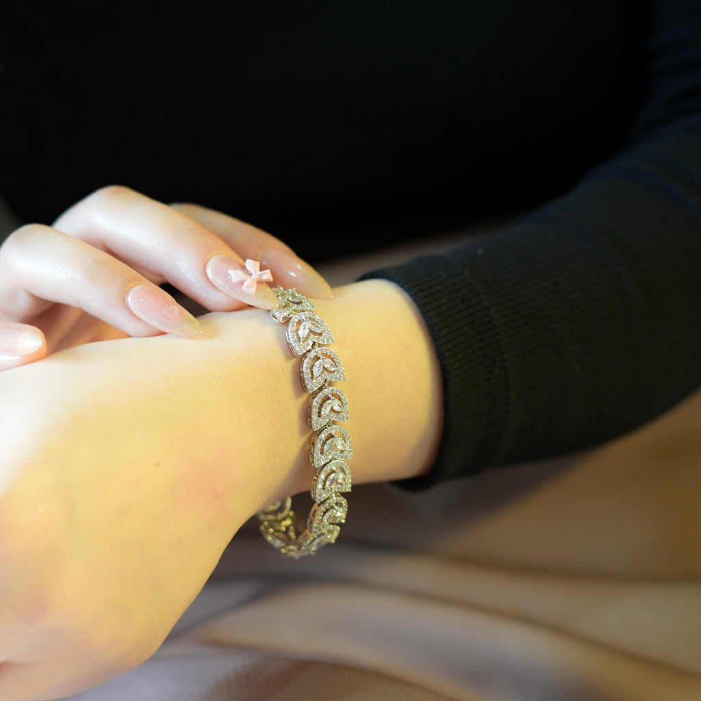 CZ Duo Leaf Bracelet