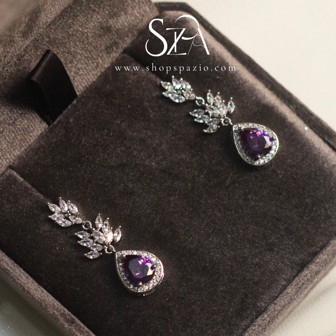 Purple Leaf Cascade Earrings