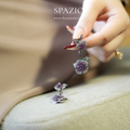 Rosé Bloom Drop Earrings - Purple