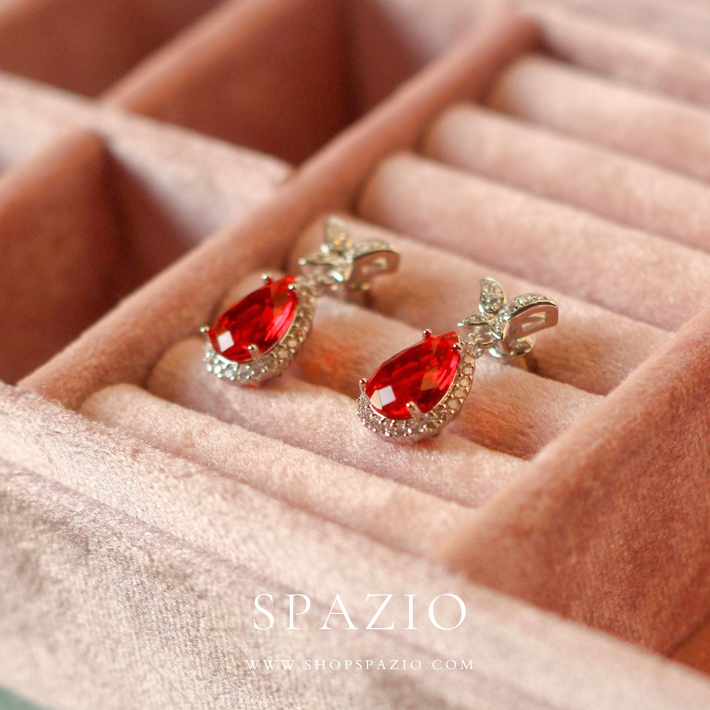 Maroon Teardrop Earrings