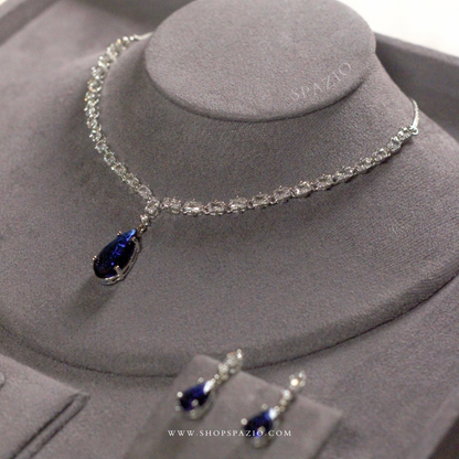 Minimal Blue Zircon Necklace Set