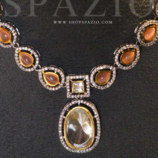 Royal Kundan Polki Set-Mustard