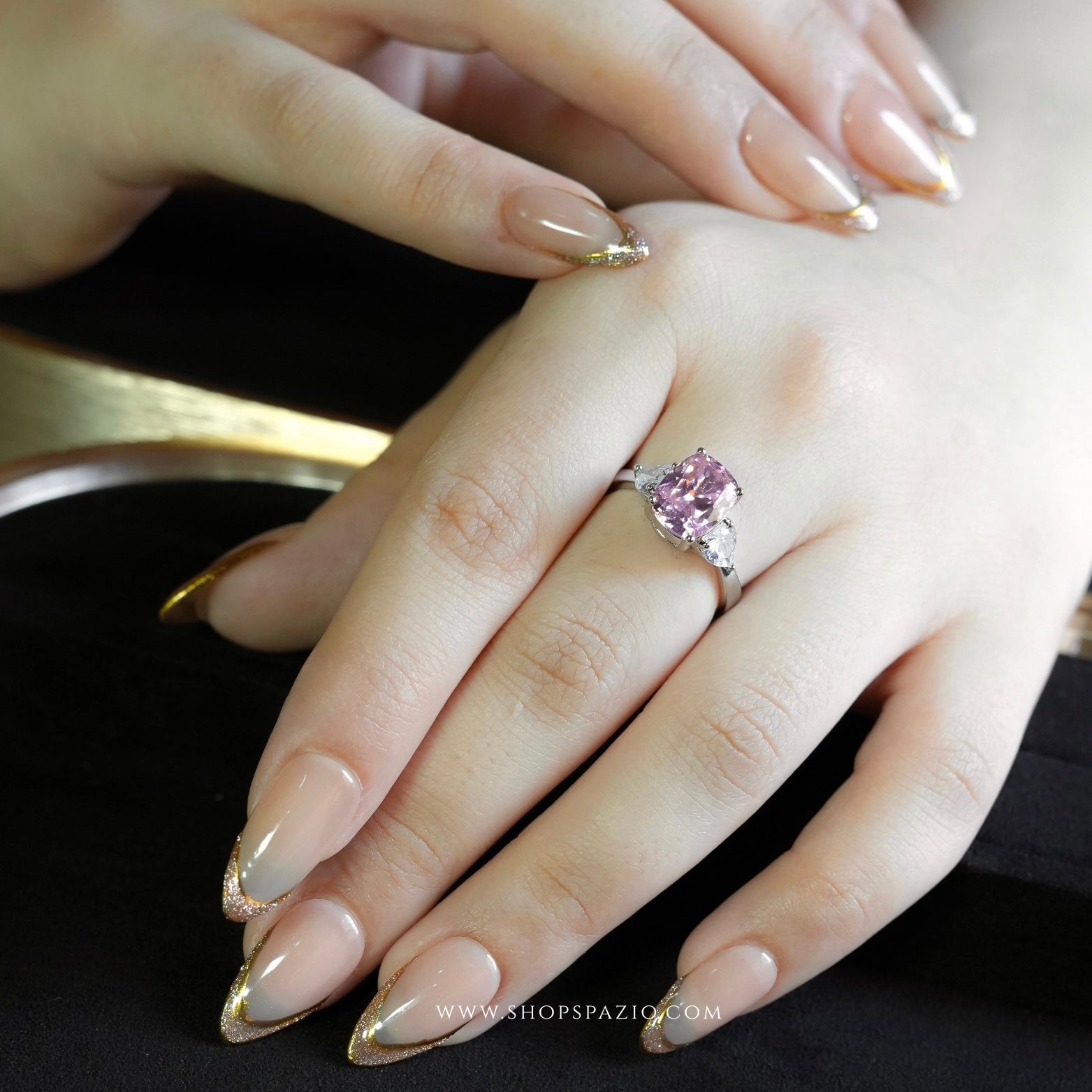 CZ Blush Whisper Ring - Adjustable