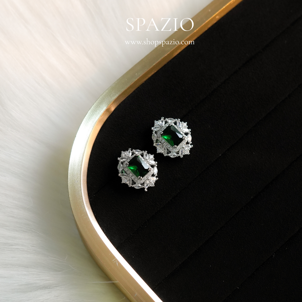 Heritage Ear Studs - Emerald Green