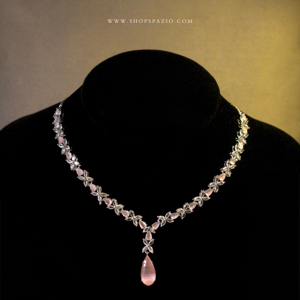 CZ Serenade Necklace Set-Pink