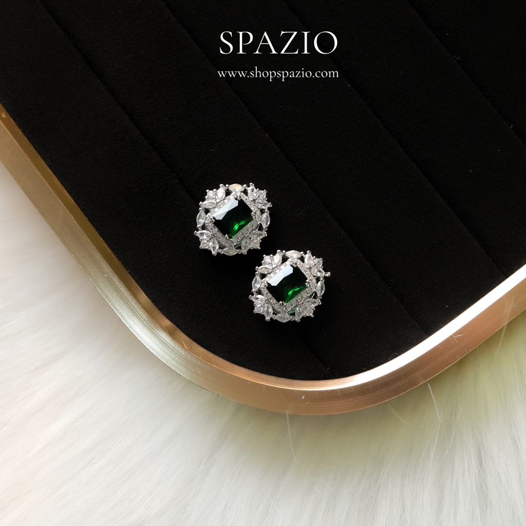 Heritage Ear Studs - Emerald Green