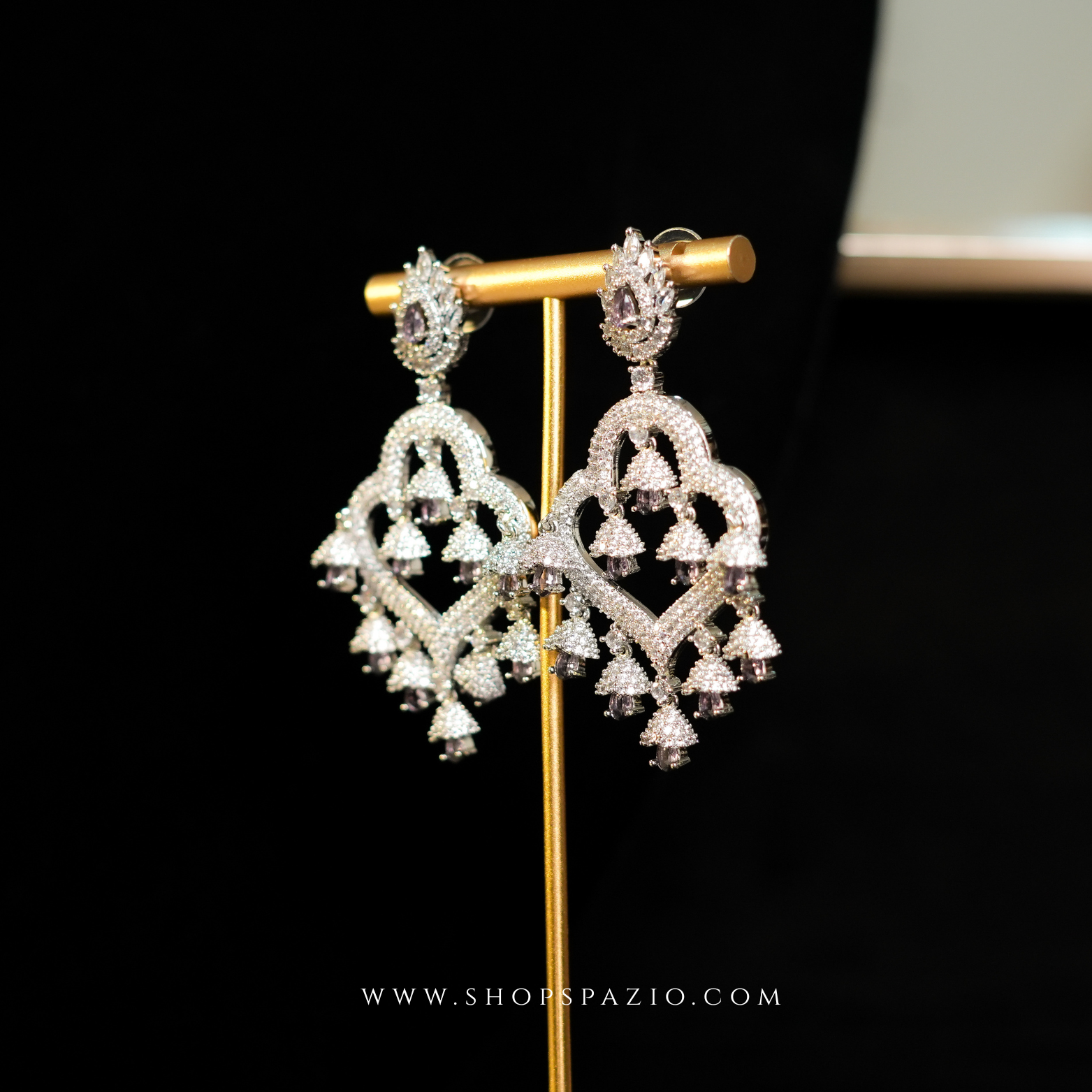 Zariya Chandbali Earrings - Purple