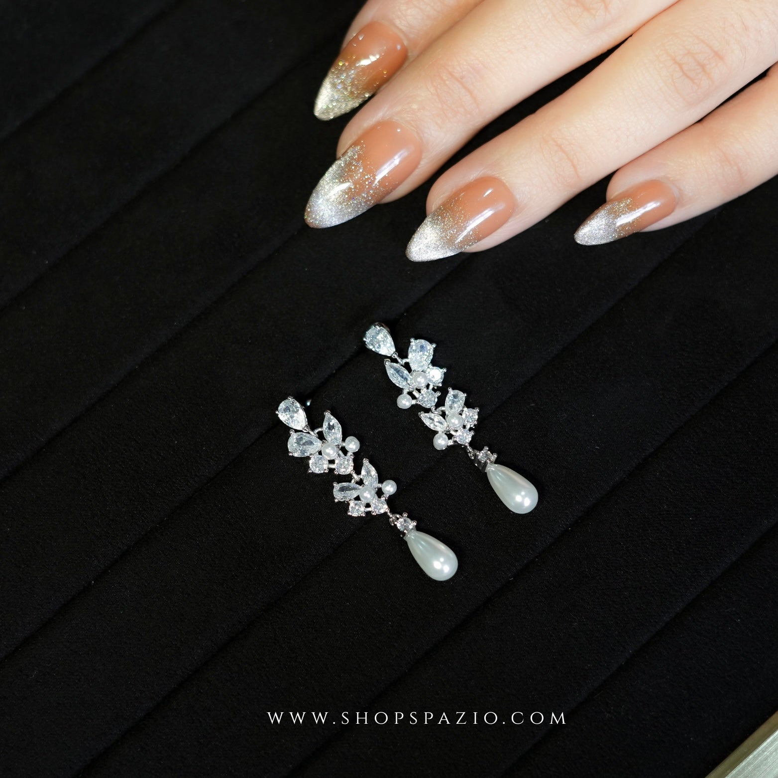 Teardrop CZ Pearl Earrings