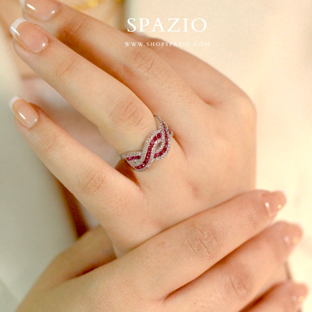 Rosé Swirl Ring-Adjustable