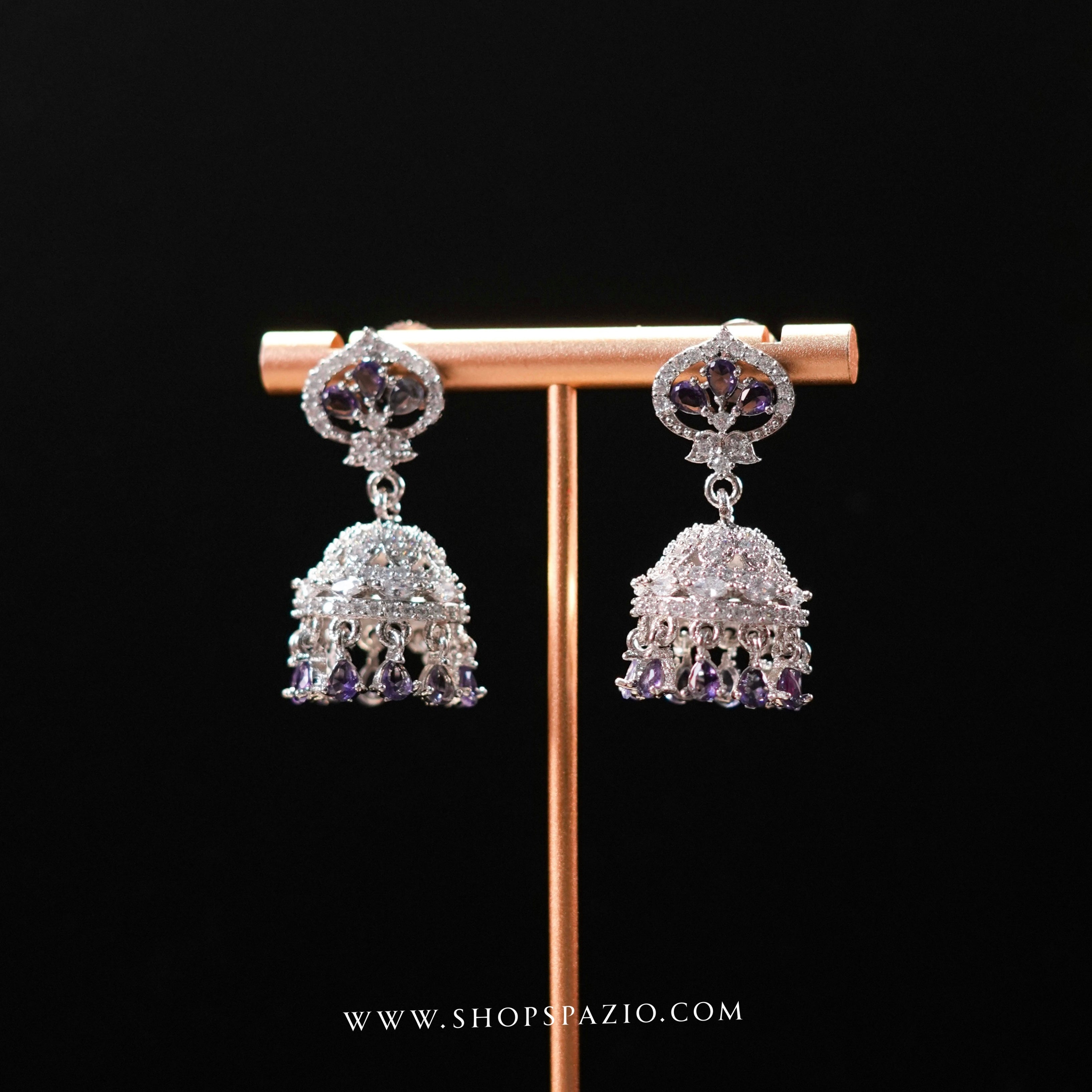 Purple Mini Jhumki Earrings