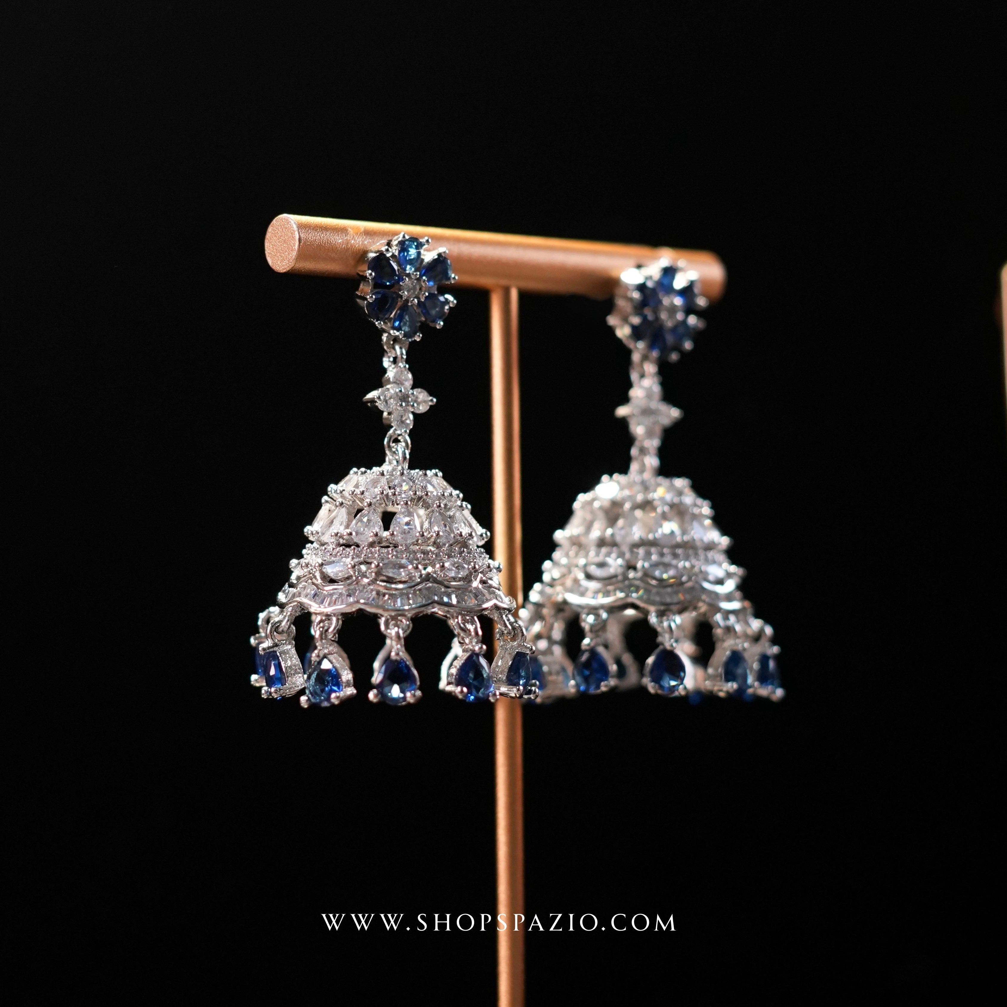 Noor Jhumki Earrings - Blue