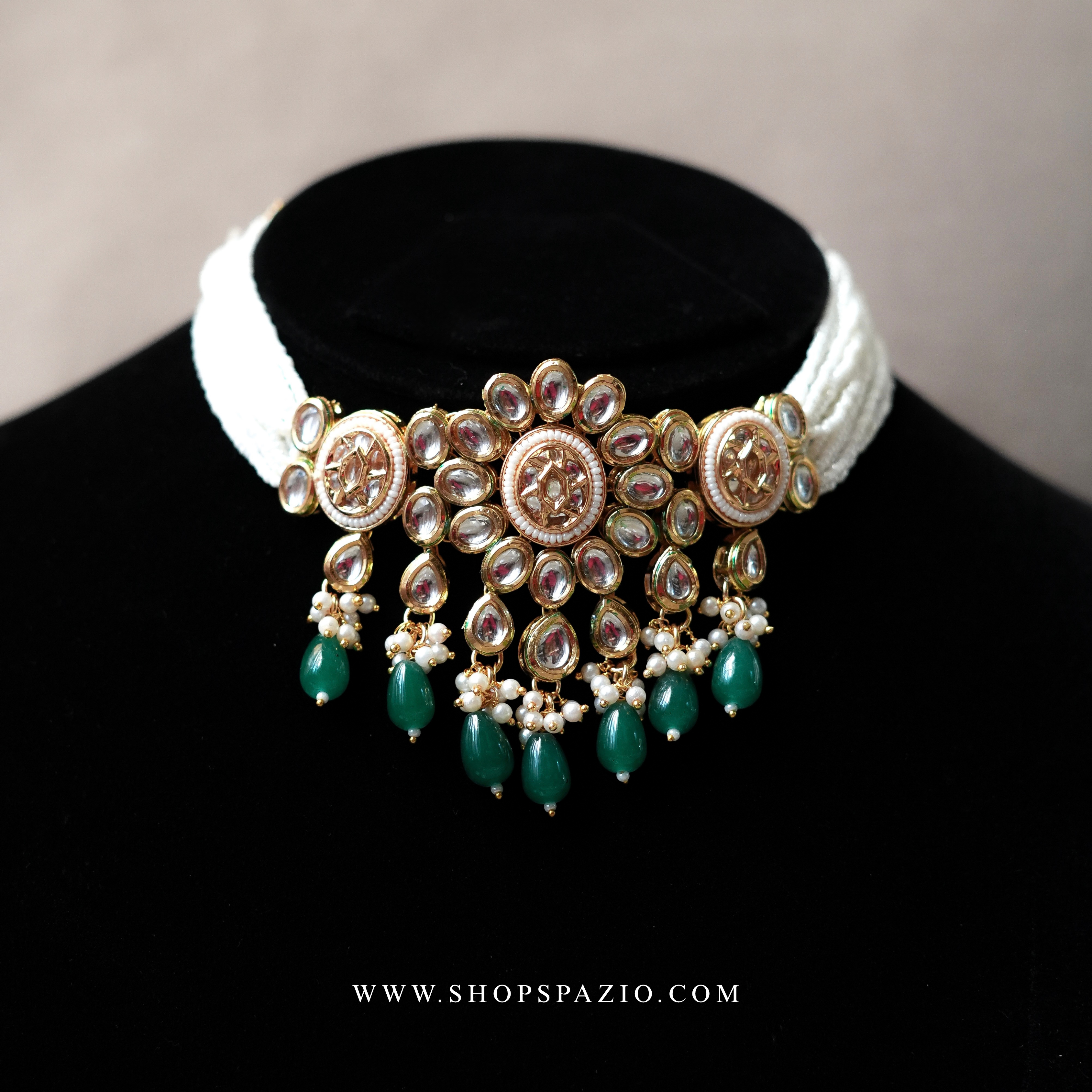 Kundan Choker Set - Green