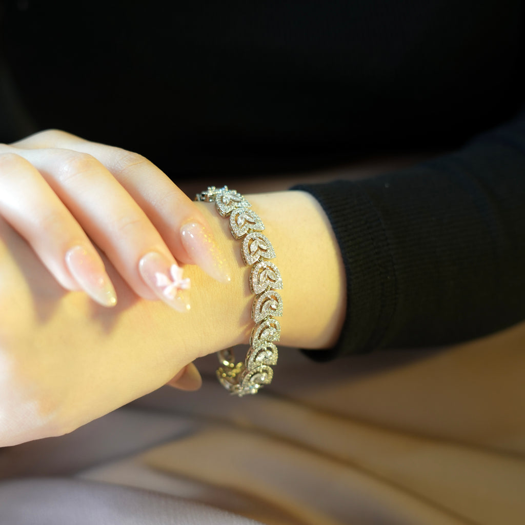 CZ Duo Leaf Bracelet