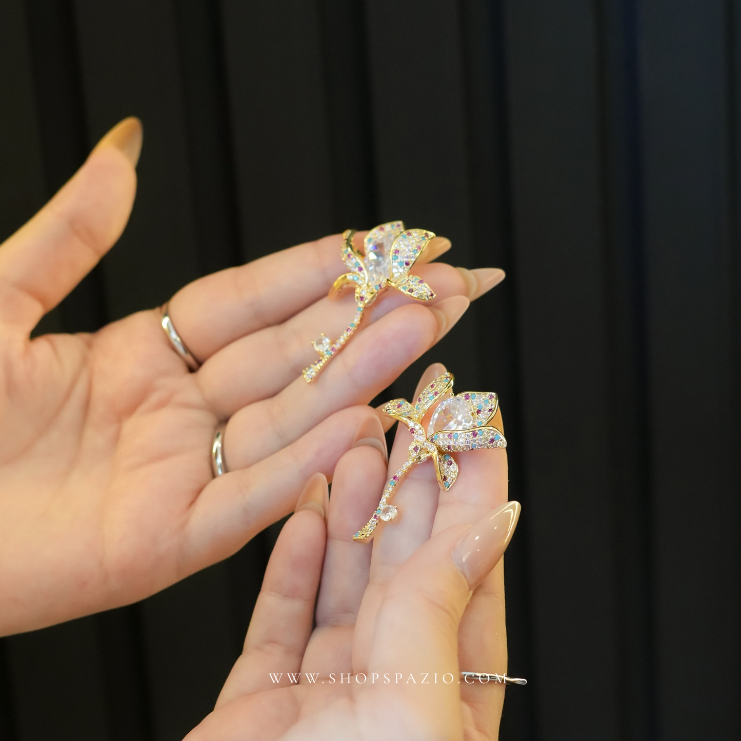 Rosé Drop Earrings - Multi Coloured