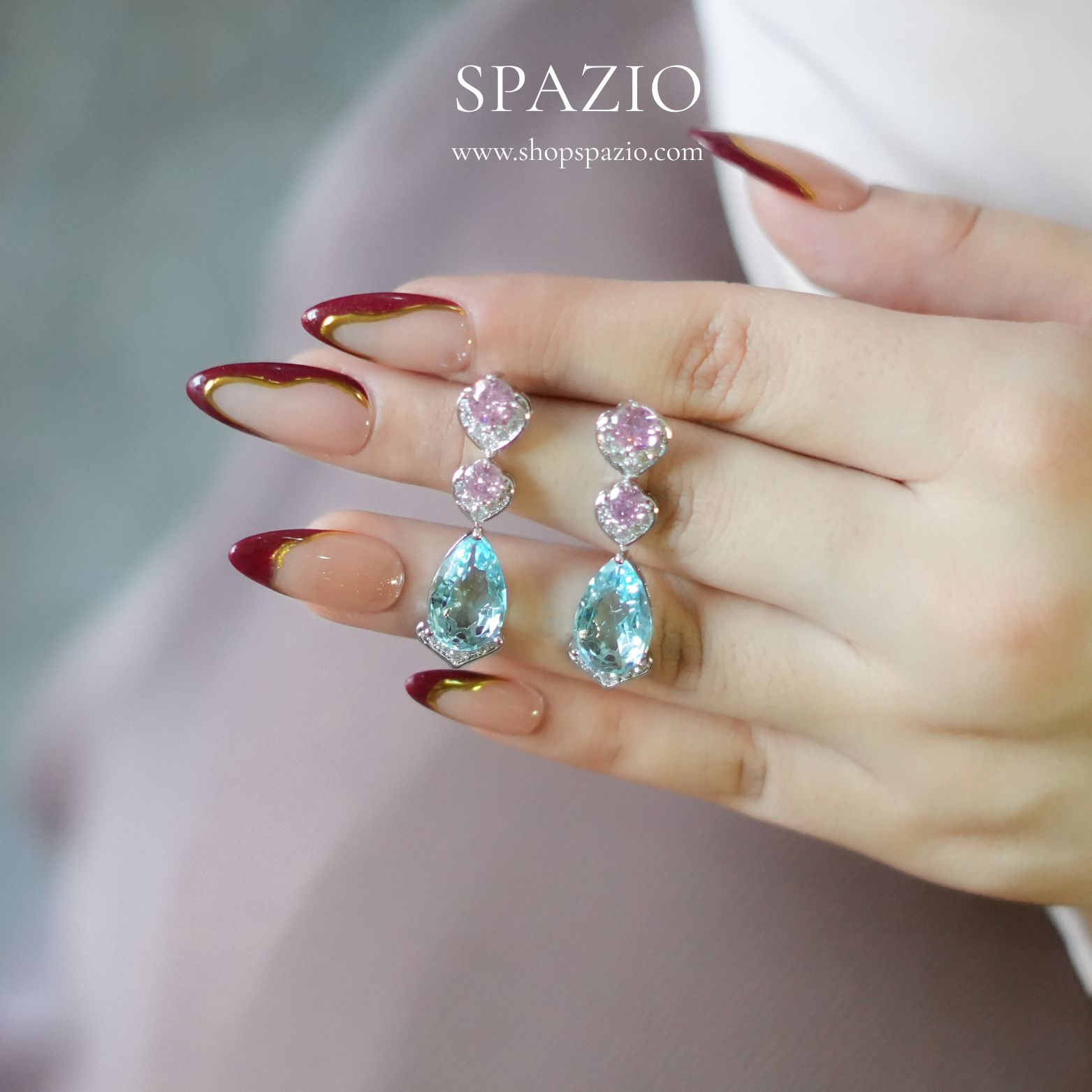Azure Drop Zircon Earrings
