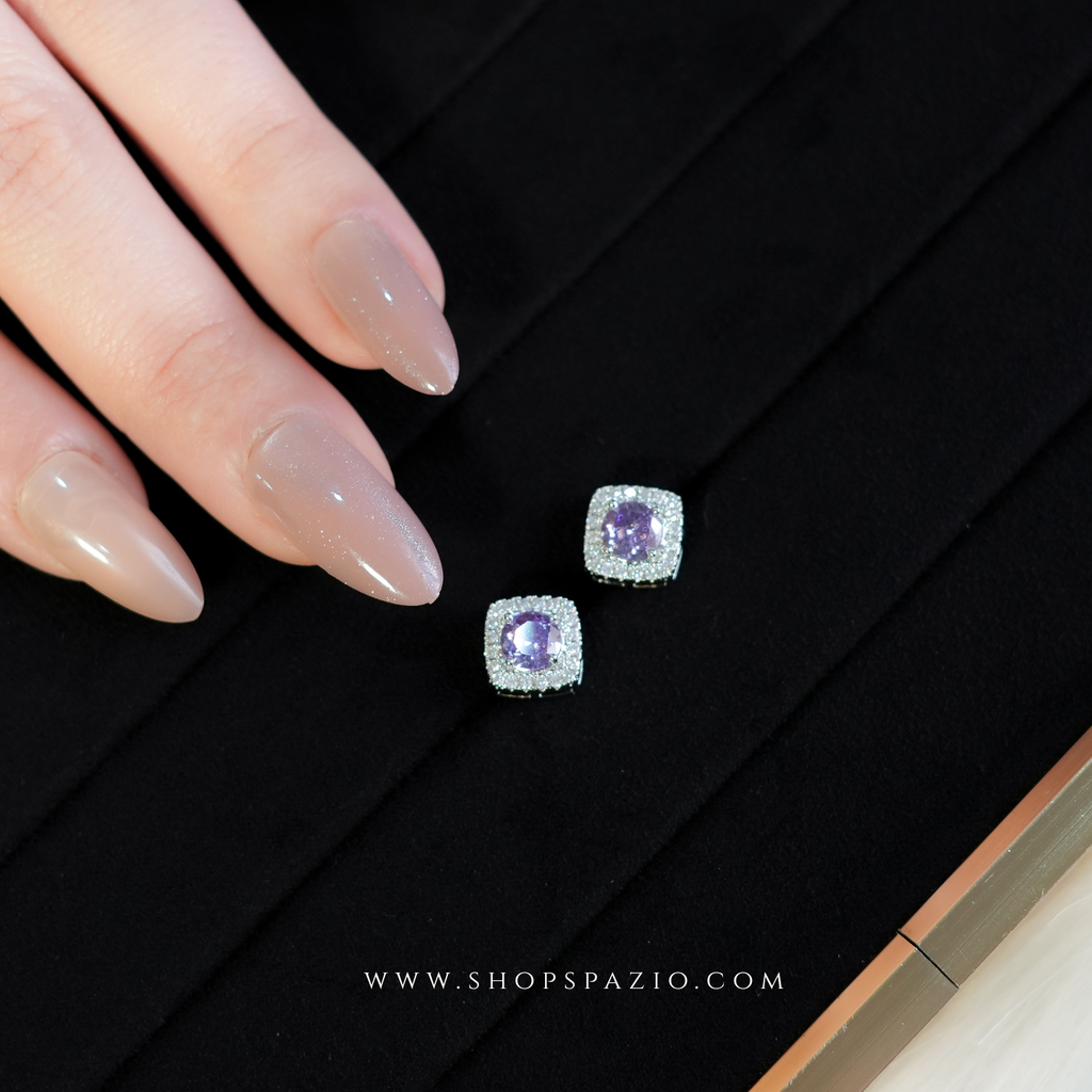 Violet Edge CZ Studs