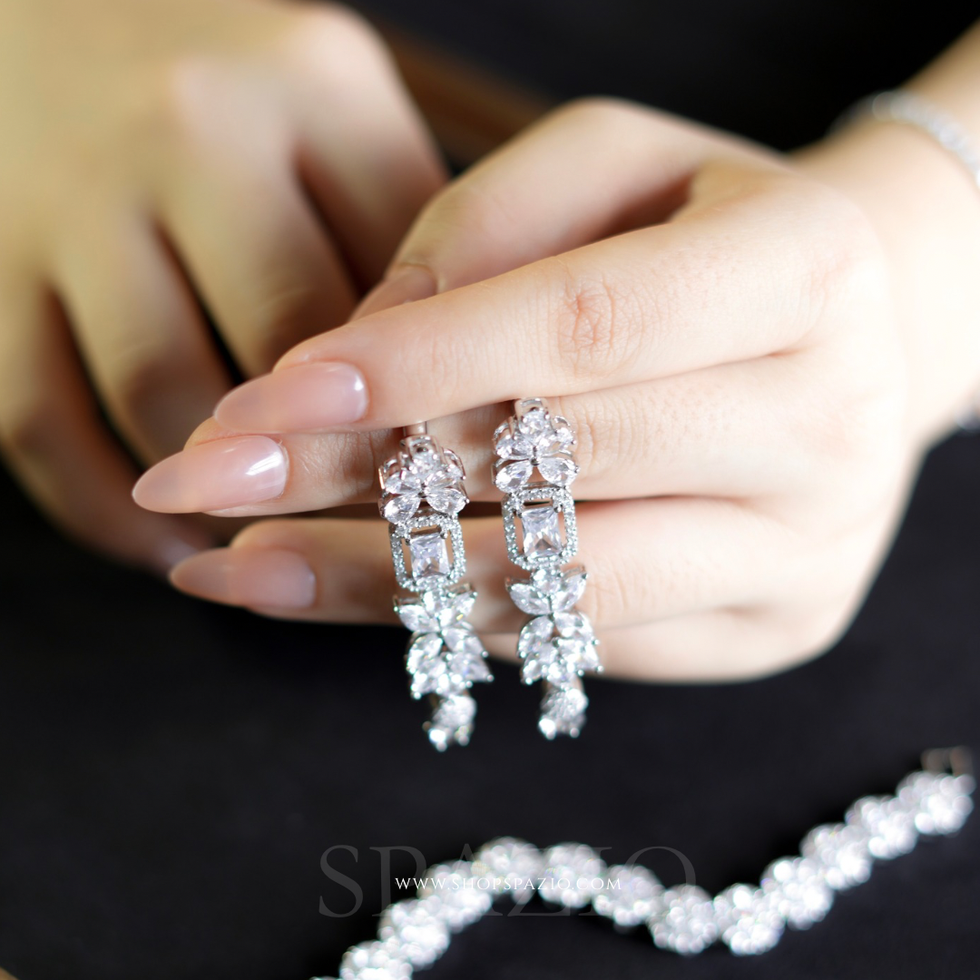 Silver Bloom Drop Earrings