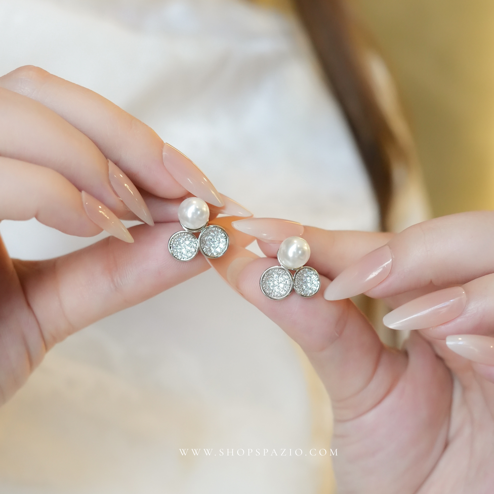 Trinity Pearl Triangle Studs