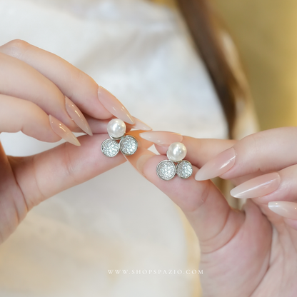 Trinity Pearl Triangle Studs