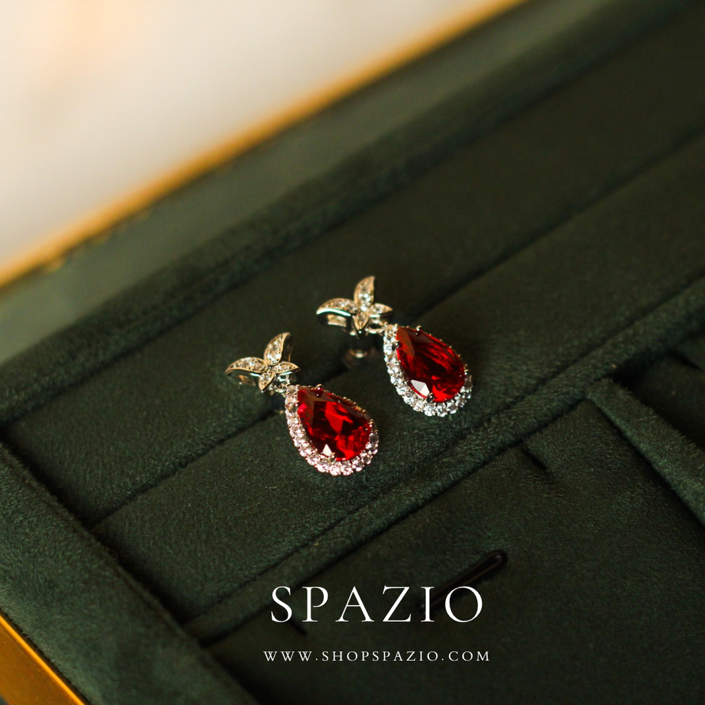 Maroon Teardrop Earrings