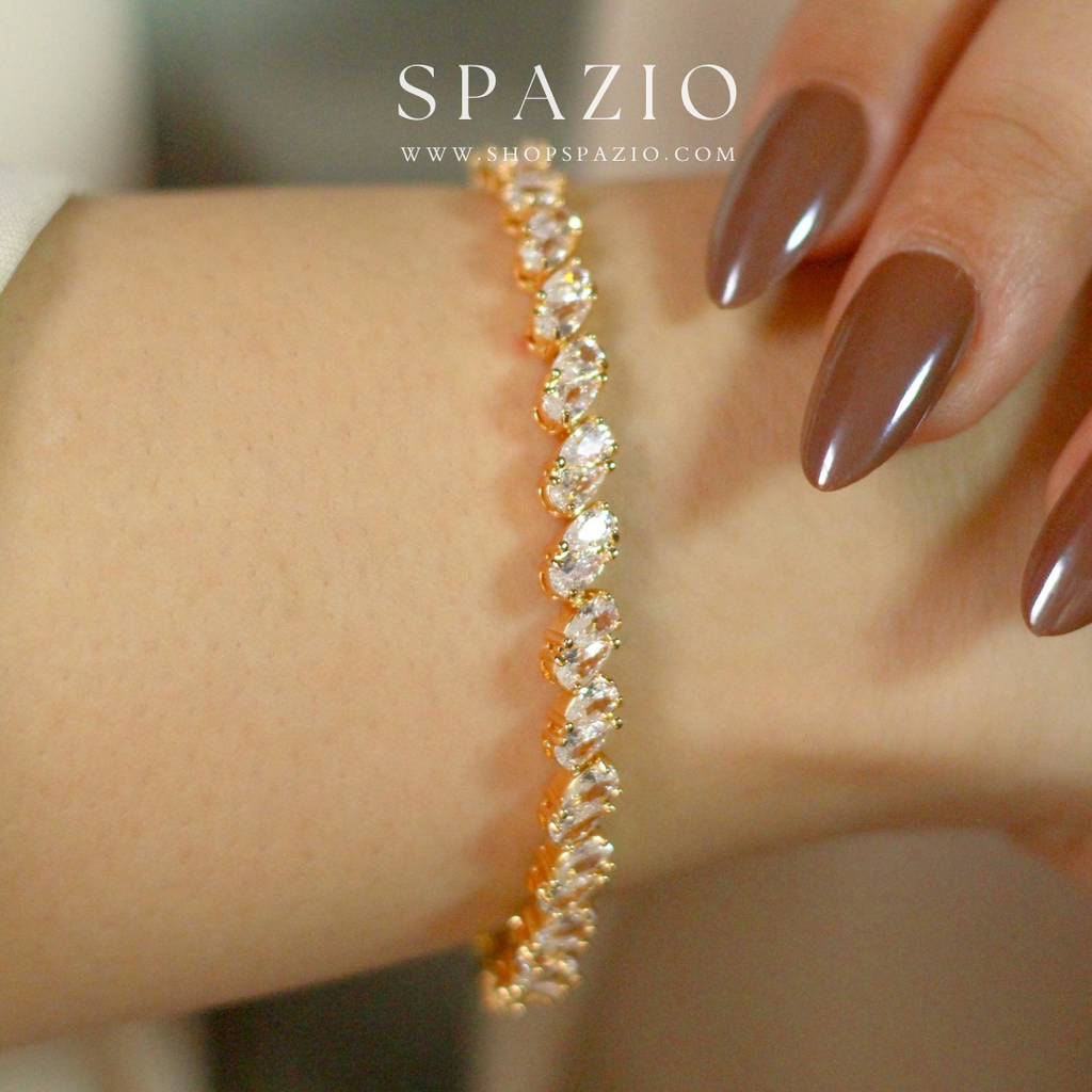Golden Gleam Oval CZ Drop Bracelet