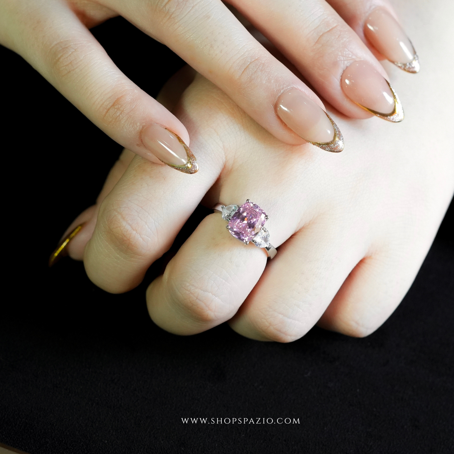 CZ Blush Whisper Ring - Adjustable
