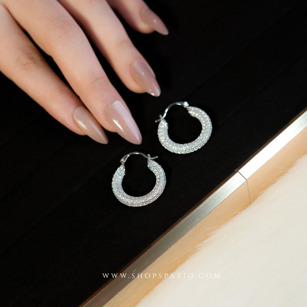 CZ Silver Hoops