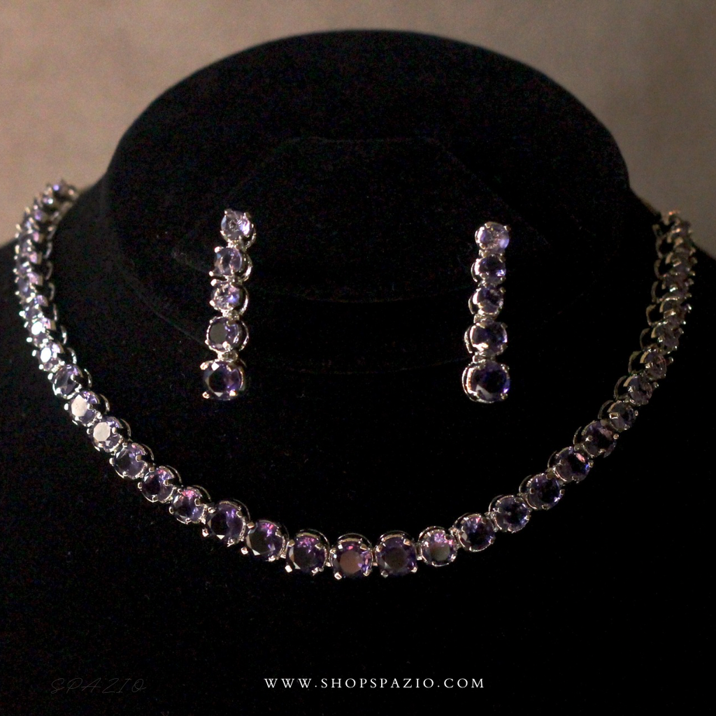 CZ Eternal Necklace Set-Purple