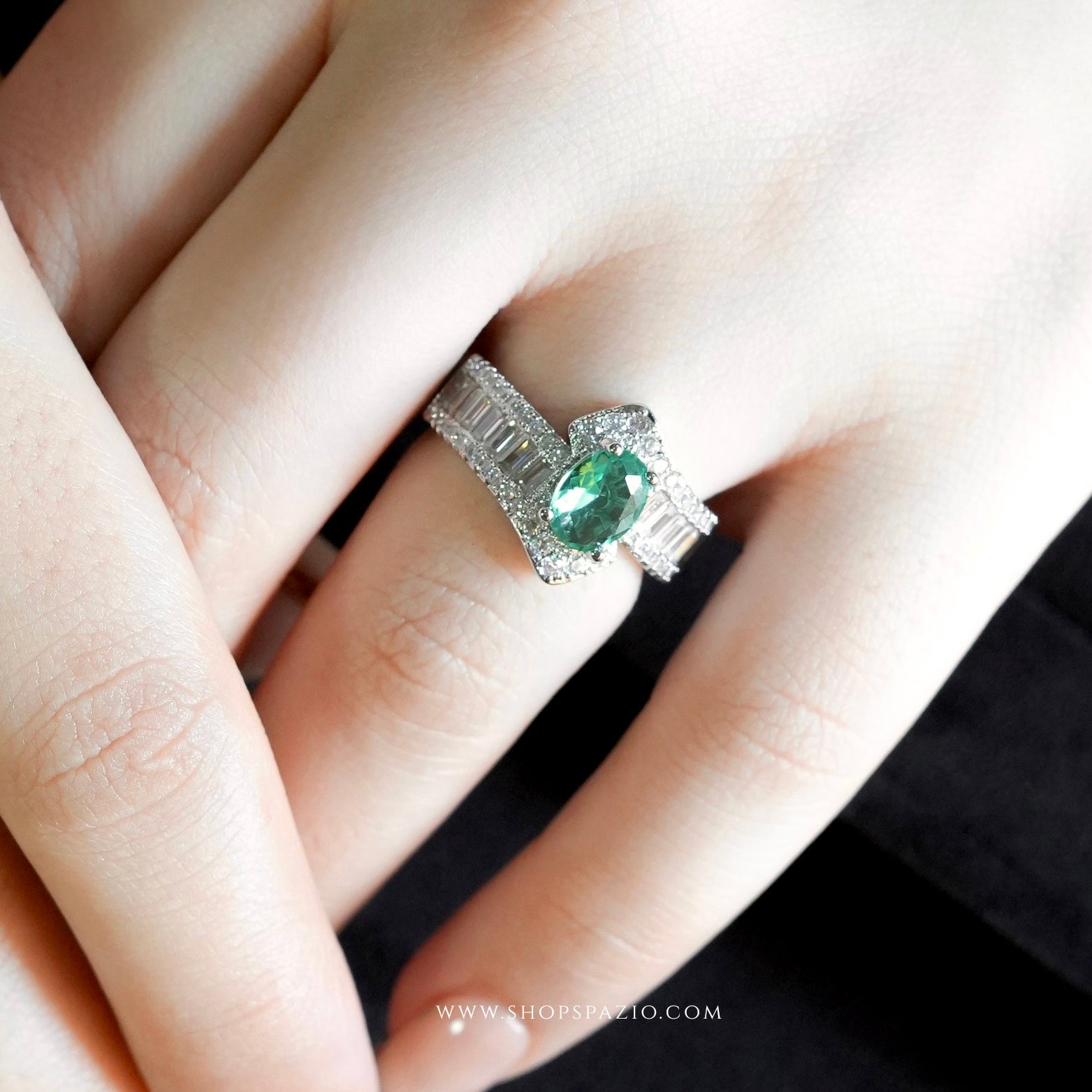 Aqua Whirl CZ Ring - Adjustable