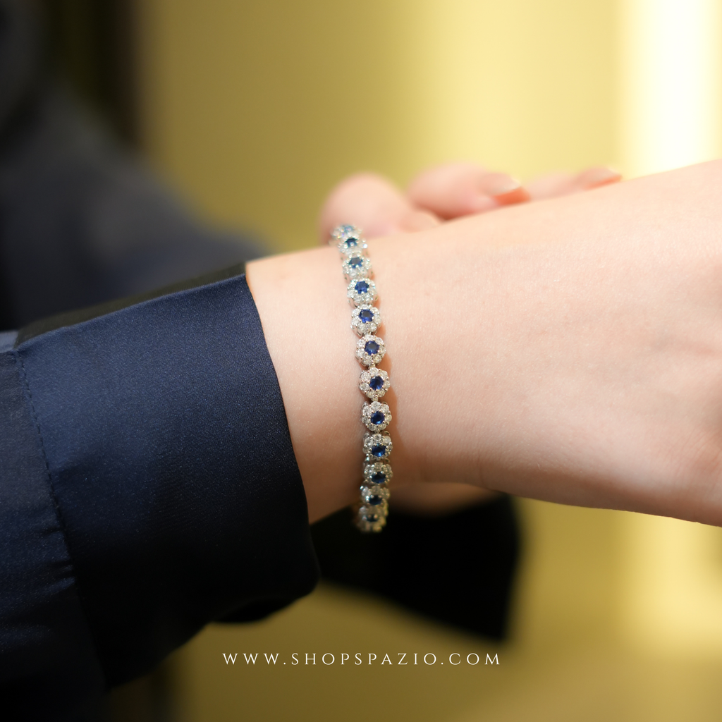 Sterling Blossom Bracelets - Blue