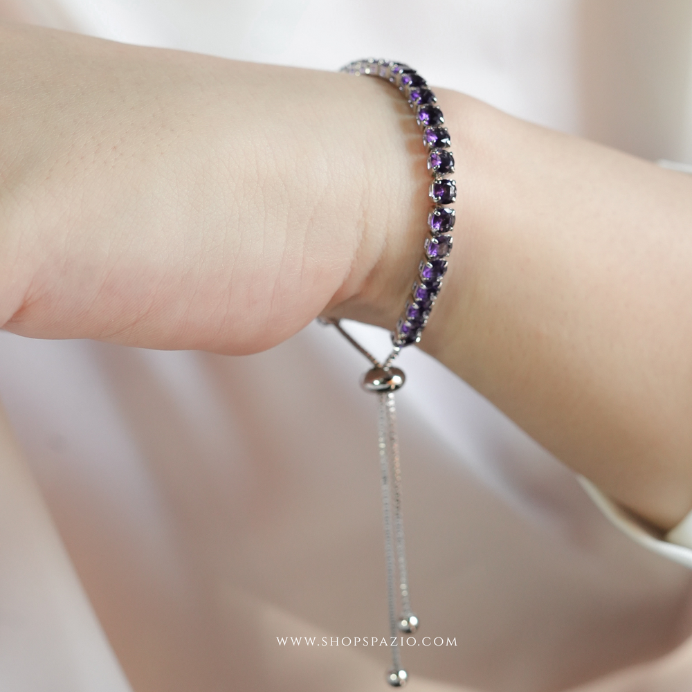 Purple Tennis Bracelet - Adjustable
