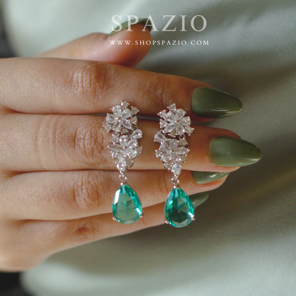 Teal Bloom Drop Earrings